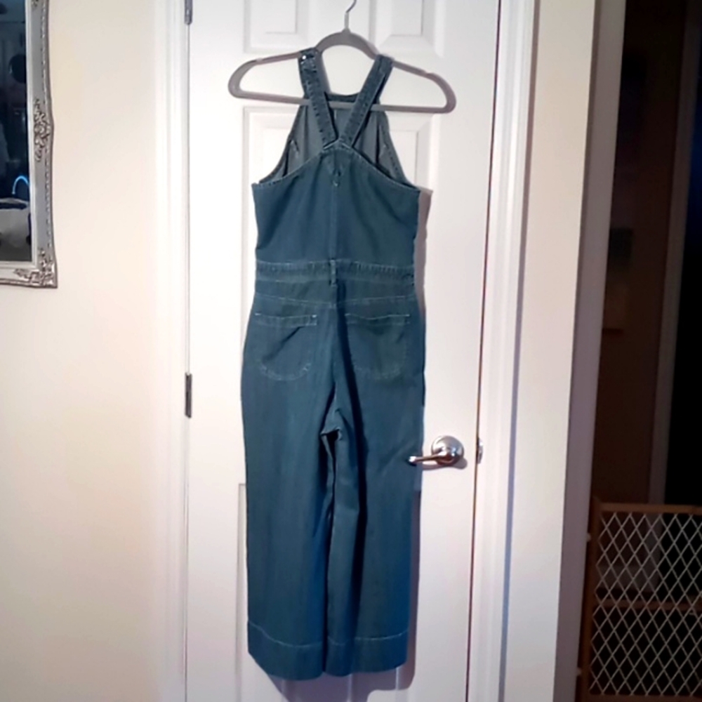 Anthropologie Pilcro Femme Denim Chambray Wide Leg Crop Jumpsuit Size 4 - Picture 4 of 16
